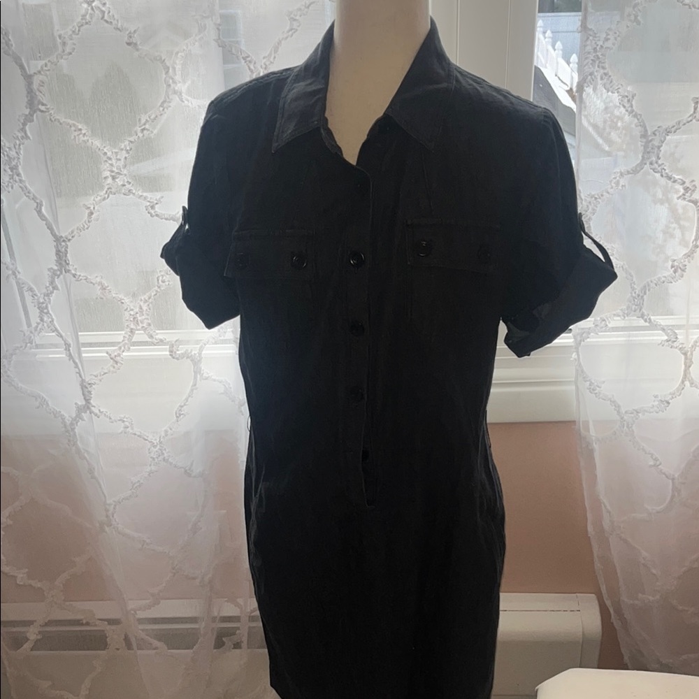 Vince Black Jean Button-Up Shirt Dress